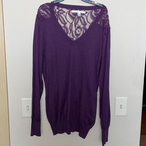 Purple long sleeve, see through back blouse